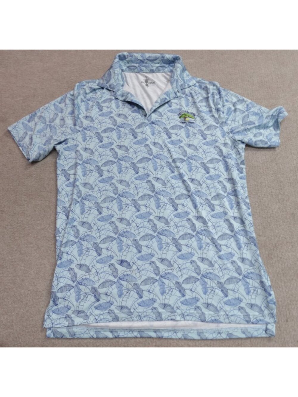 US Open Shirt Large Blue All Over Print Floral Torrey Pines Embroidered